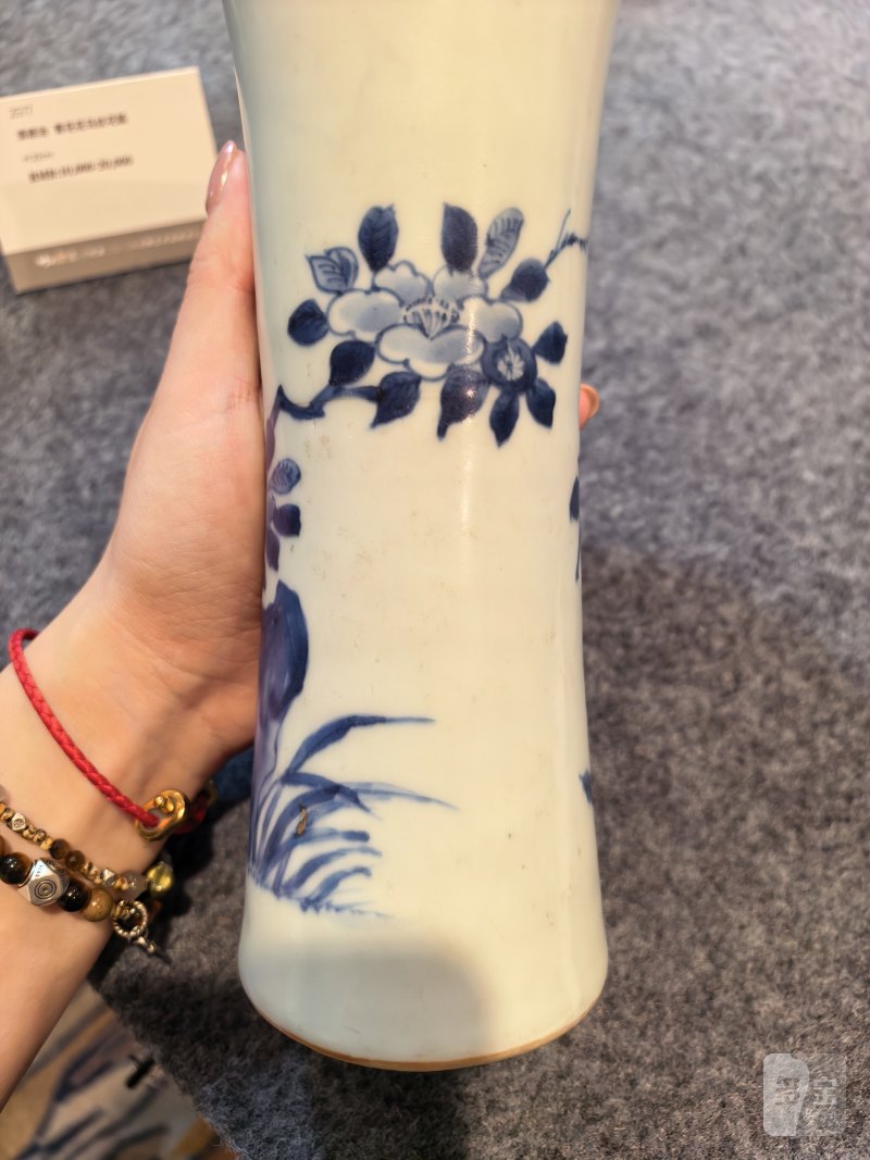 清顺治 青花花鸟纹花觚 - 图5